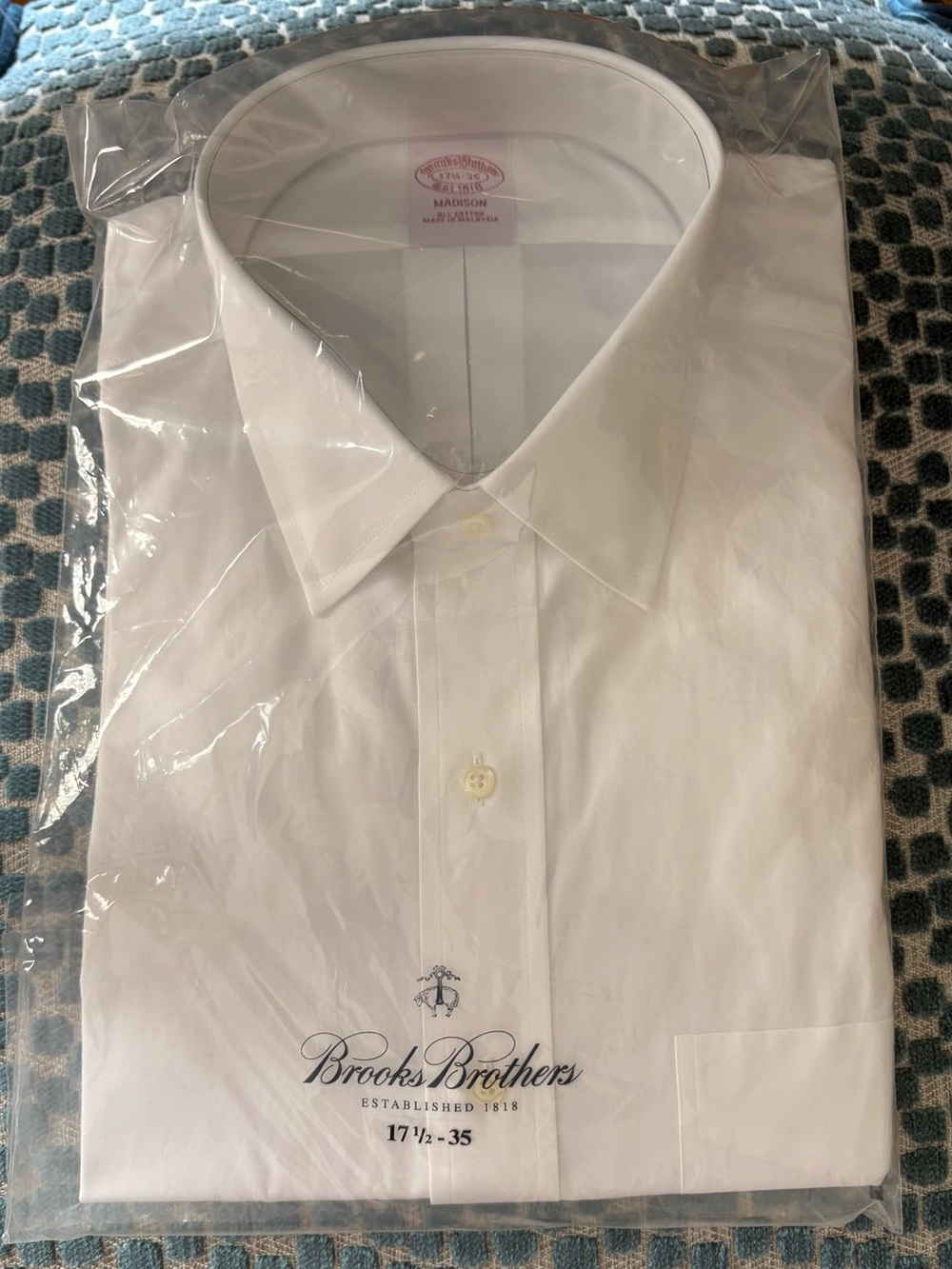 NWT Brooks Brothers Madison fit dress shirt classic red label Size 17 1/2 35 $70